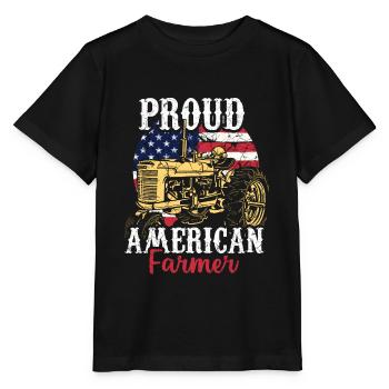 Stolzer Amerikanischer Landwirt - Stanley/Stella Kinder T-Shirt MINI CREATOR  - Schwarz - Vorne - Mikhail (115cm)