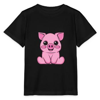 Domestic pig Wild boar farmer farm | Pig - Stanley/Stella MINI CREATOR Kids’ T-Shirt - black - Front - Mikhail (115cm)
