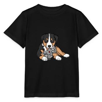 Appenzeller Sennenhund Kuscheltier Hund - Stanley/Stella Kinder T-Shirt MINI CREATOR  - Schwarz - Vorne - Mikhail (115cm)