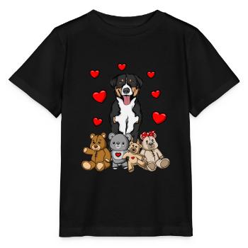 Appenzeller Sennenhund Kuscheltier Hund - Stanley/Stella Kinder T-Shirt MINI CREATOR  - Schwarz - Vorne - Mikhail (115cm)