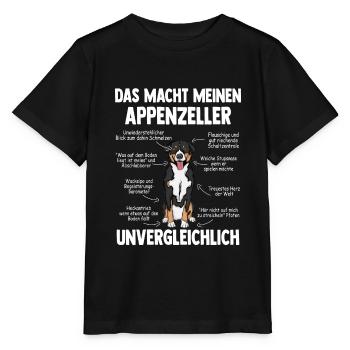 Appenzeller Sennenhund Kuscheltier Hund - Stanley/Stella Kinder T-Shirt MINI CREATOR  - Schwarz - Vorne - Mikhail (115cm)