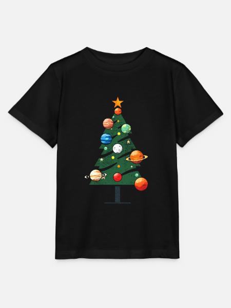 Weihnachtsbaum mit Planeten - Stanley/Stella Kinder T-Shirt MINI CREATOR - Schwarz