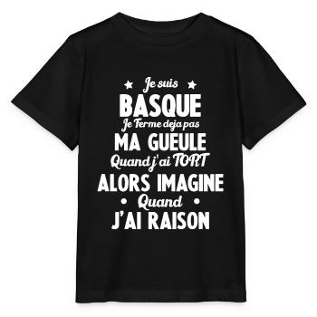Je suis Basque - Je ferme pas ma gueule - T-shirt bio MINI CREATOR Stanley/Stella Enfant - noir - Devant - Mikhail (115cm)