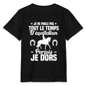 Je ne parle pas tout le temps d'équitation humour - T-shirt bio MINI CREATOR Stanley/Stella Enfant - noir - Devant - Mikhail (115cm)