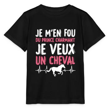 Je m'en fou du prince charmant je veux un cheval - T-shirt bio MINI CREATOR Stanley/Stella Enfant - noir - Devant - Mikhail (115cm)