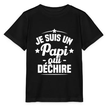 Je suis un papi qui déchire - T-shirt bio MINI CREATOR Stanley/Stella Enfant - noir - Devant - Mikhail (115cm)