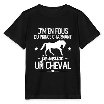 J'm'en fou du prince charmant je veux un cheval - T-shirt bio MINI CREATOR Stanley/Stella Enfant - noir - Devant - Mikhail (115cm)
