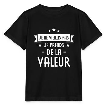 Je ne vieillis pas, je prends de la valeur - T-shirt bio MINI CREATOR Stanley/Stella Enfant - noir - Devant - Mikhail (115cm)
