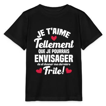 Je t'aime tellement que je pourrais donner frite - T-shirt bio MINI CREATOR Stanley/Stella Enfant - noir - Devant - Mikhail (115cm)