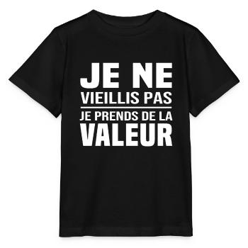 Je ne vieillis pas, je prends de la valeur - T-shirt bio MINI CREATOR Stanley/Stella Enfant - noir - Devant - Mikhail (115cm)