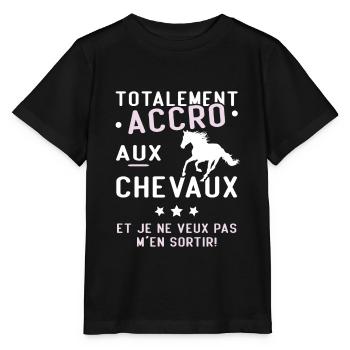Totalement accro aux chevaux - T-shirt bio MINI CREATOR Stanley/Stella Enfant - noir - Devant - Mikhail (115cm)