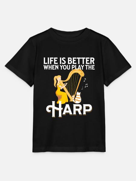 Harfenspieler Better When You Play The Harp - Stanley/Stella Kinder T-Shirt MINI CREATOR - Schwarz