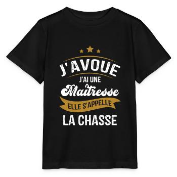 J'ai une maîtresse elle s'appelle la chasse - T-shirt bio MINI CREATOR Stanley/Stella Enfant - noir - Devant - Mikhail (115cm)