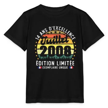14 Ans Anniversaire Vintage Né en juillet 2008 - T-shirt bio MINI CREATOR Stanley/Stella Enfant - noir - Devant - Mikhail (115cm)