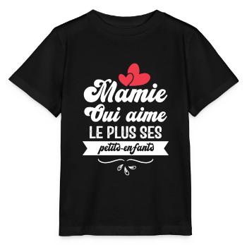 Mamie qui aime le plus ses petits enfants - T-shirt bio MINI CREATOR Stanley/Stella Enfant - noir - Devant - Mikhail (115cm)