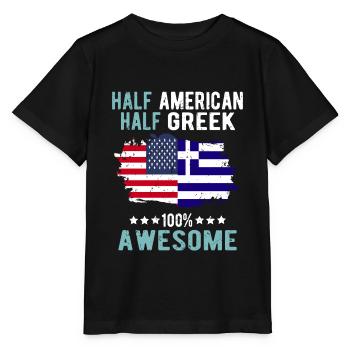Half American Half Greek - Stanley/Stella MINI CREATOR Kids’ T-Shirt - black - Front - Mikhail (115cm)
