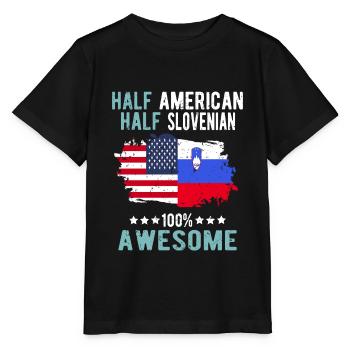 Half American Half Slovenian - Stanley/Stella MINI CREATOR Kids’ T-Shirt - black - Front - Mikhail (115cm)
