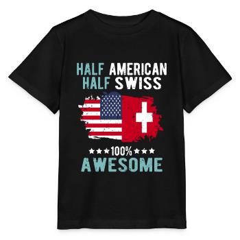 Half American Half Swiss - Stanley/Stella MINI CREATOR Kids’ T-Shirt - black - Front - Mikhail (115cm)