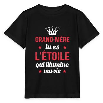 Grand-mère tu es l'étoile qui illumine ma vie - T-shirt bio MINI CREATOR Stanley/Stella Enfant - noir - Devant - Mikhail (115cm)