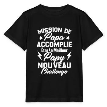 Mission papa accomplie être papy nouveau challenge - T-shirt bio MINI CREATOR Stanley/Stella Enfant - noir - Devant - Mikhail (115cm)