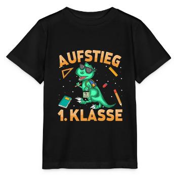 Aufstieg 1. Klass Dinosaurier Schulkind Schulstart - Stanley/Stella Kinder T-Shirt MINI CREATOR  - Schwarz - Vorne - Mikhail (115cm)