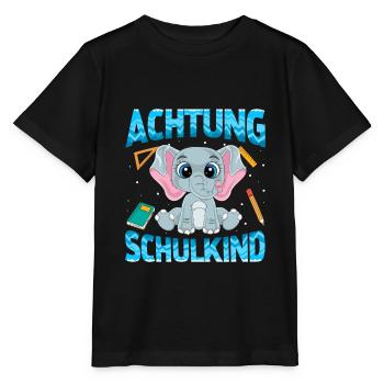 Achtung Schulkind Elefant - Stanley/Stella Kinder T-Shirt MINI CREATOR  - Schwarz - Vorne - Mikhail (115cm)