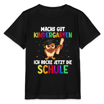 Schulkind Einschulung Eule Schulstart Schule - Stanley/Stella Kinder T-Shirt MINI CREATOR  - Schwarz - Vorne - Mikhail (115cm)