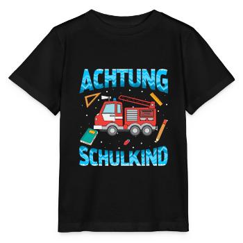 Achtung Schulkind Feuerwehr - Stanley/Stella Kinder T-Shirt MINI CREATOR  - Schwarz - Vorne - Mikhail (115cm)