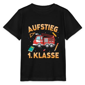 Aufstieg 1. Klasse Feuerwehr Schulkind Schulstart - Stanley/Stella Kinder T-Shirt MINI CREATOR  - Schwarz - Vorne - Mikhail (115cm)