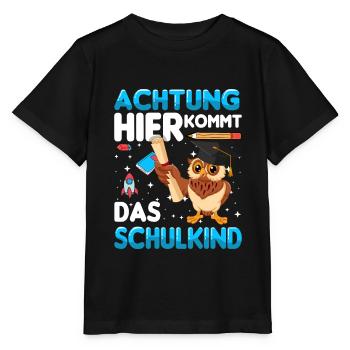 Achtung hier kommt das Schulkind - Stanley/Stella Kinder T-Shirt MINI CREATOR  - Schwarz - Vorne - Mikhail (115cm)