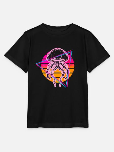 Vaporwave Qualle - Stanley/Stella Kinder T-Shirt MINI CREATOR - Schwarz