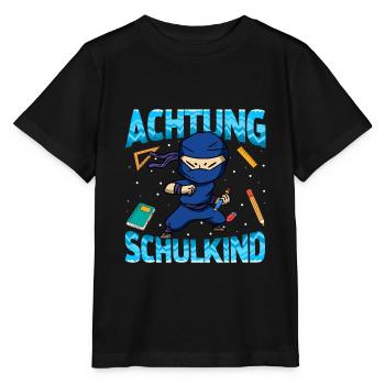 Einschulung Achtung Schulkind Geschenk Ninja - Stanley/Stella Kinder T-Shirt MINI CREATOR  - Schwarz - Vorne - Mikhail (115cm)