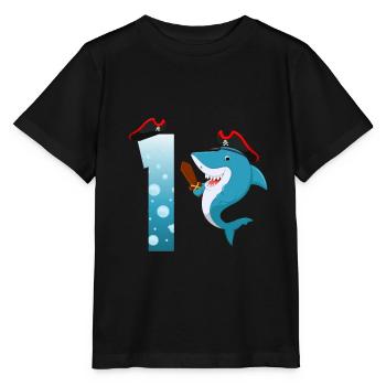 1st Children's Birthday Shark - Stanley/Stella MINI CREATOR Kids’ T-Shirt - black - Front - Mikhail (115cm)