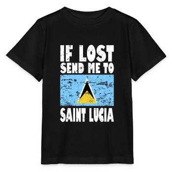 Saint Lucia Flag Saying - Stanley/Stella MINI CREATOR Kids’ T-Shirt - black - Front - Mikhail (115cm)