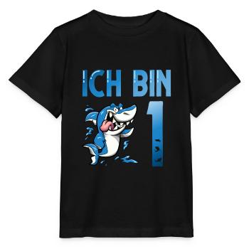 Ich bin schon 1. Kindergeburtstag Hai - Stanley/Stella Kinder T-Shirt MINI CREATOR  - Schwarz - Vorne - Mikhail (115cm)