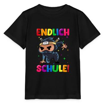 Endlich Schule Ninja Einschulung Schulkind - Stanley/Stella Kinder T-Shirt MINI CREATOR  - Schwarz - Vorne - Mikhail (115cm)