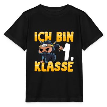 Ich bin 1. Klasse Einschulung Ninja - Stanley/Stella Kinder T-Shirt MINI CREATOR  - Schwarz - Vorne - Mikhail (115cm)