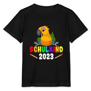 Schulkind 2023 Papagei - Stanley/Stella Kinder T-Shirt MINI CREATOR  - Schwarz - Vorne - Mikhail (115cm)
