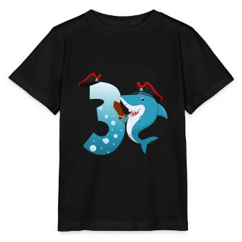 3rd Children's Birthday Party Shark - Stanley/Stella MINI CREATOR Kids’ T-Shirt - black - Front - Mikhail (115cm)