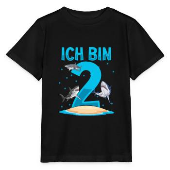 Ich bin 2. Kindergeburtstag Hai - Stanley/Stella Kinder T-Shirt MINI CREATOR  - Schwarz - Vorne - Mikhail (115cm)