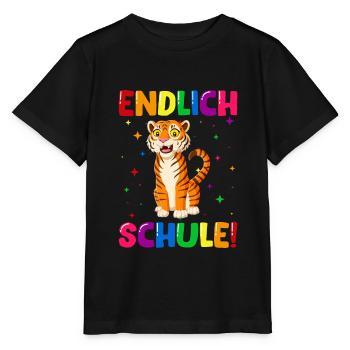 Endlich Schule Tiger 1. Klasse - Stanley/Stella Kinder T-Shirt MINI CREATOR  - Schwarz - Vorne - Mikhail (115cm)