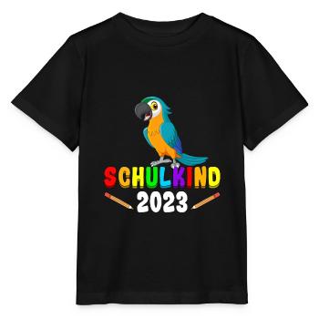 Schulkind 2023 Papagei - Stanley/Stella Kinder T-Shirt MINI CREATOR  - Schwarz - Vorne - Mikhail (115cm)