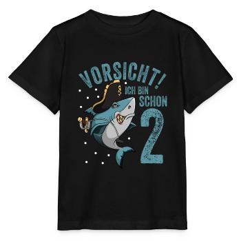 Vorsicht ich bin schon 2. Kindergeburtstag Hai - Stanley/Stella Kinder T-Shirt MINI CREATOR  - Schwarz - Vorne - Mikhail (115cm)