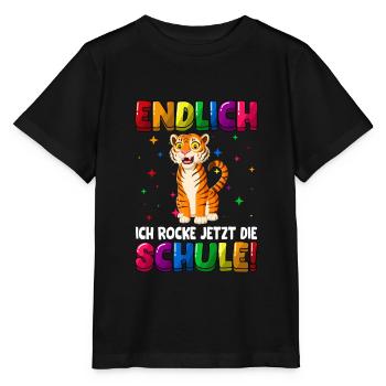 Endlich jetzt rocke ich die Schule Einschulung - Stanley/Stella Kinder T-Shirt MINI CREATOR  - Schwarz - Vorne - Mikhail (115cm)