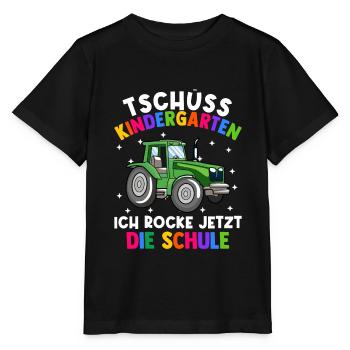 Bye Kindergarten Einschulung Schulkind Traktor - Stanley/Stella Kinder T-Shirt MINI CREATOR  - Schwarz - Vorne - Mikhail (115cm)