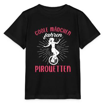 Coole Mädchen fahren Pirouetten Einrad - Stanley/Stella Kinder T-Shirt MINI CREATOR  - Schwarz - Vorne - Mikhail (115cm)
