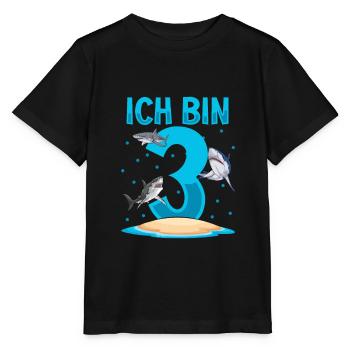 Ich bin 3. Kindergeburtstag Hai - Stanley/Stella Kinder T-Shirt MINI CREATOR  - Schwarz - Vorne - Mikhail (115cm)