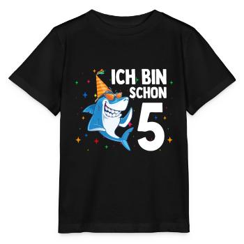 Ich bin schon 5. Kindergeburtstag Hai - Stanley/Stella Kinder T-Shirt MINI CREATOR  - Schwarz - Vorne - Mikhail (115cm)
