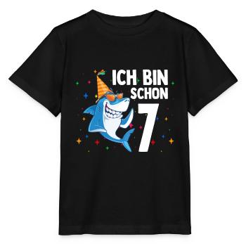 Ich bin schon 7. Kindergeburtstag Hai - Stanley/Stella Kinder T-Shirt MINI CREATOR  - Schwarz - Vorne - Mikhail (115cm)