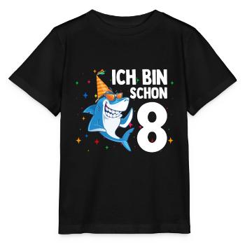 Ich bin schon 8. Kindergeburtstag Hai - Stanley/Stella Kinder T-Shirt MINI CREATOR  - Schwarz - Vorne - Mikhail (115cm)